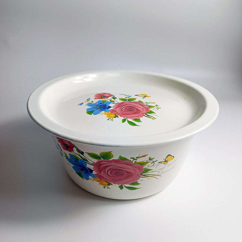 Agate Enamel Multi-Purpose Deep Mixing Bowl with Flat Lid 4L