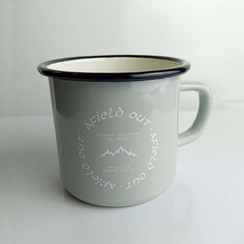 Premier Quality Color Enamel Mug 8cm Gray Decorated
