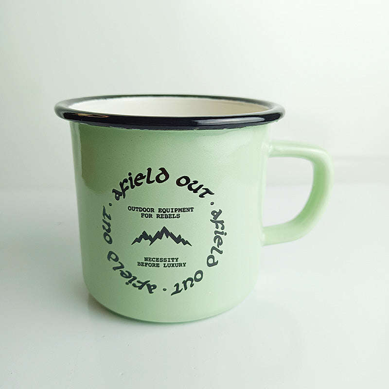 Premier Quality Color Enamel Mug 8cm Gray Decorated