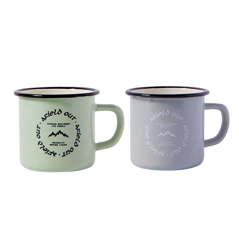 Premier Quality Color Enamel Mug 8cm Gray Decorated