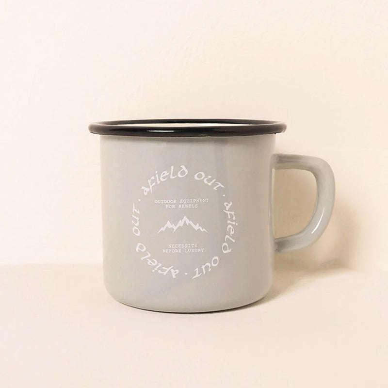 Premier Quality Color Enamel Mug 8cm Gray Decorated