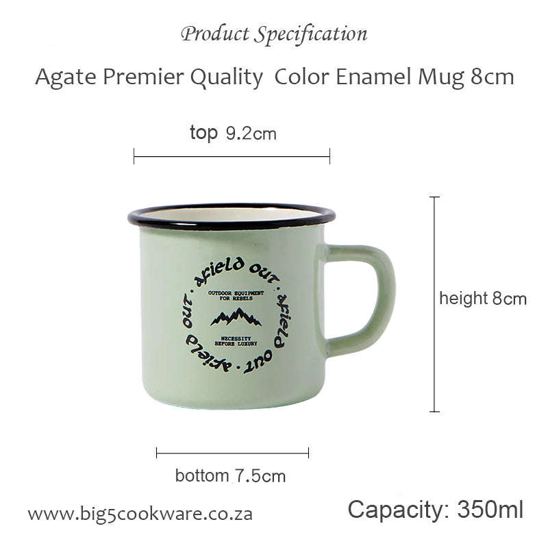 Premier Quality Color Enamel Mug 8cm Gray Decorated