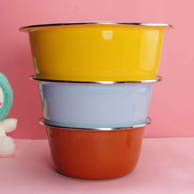 Agate Premier Quality Enamel Multi-Purpose Deep Mixing Bowl Set with Stainless Steel Rim