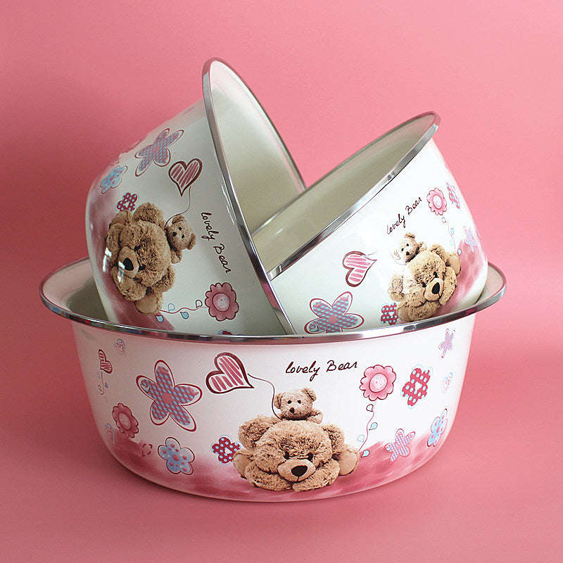 Agate Premier Quality Enamel Multi-Purpose Deep Mixing Bowl Set with Stainless Steel Rim