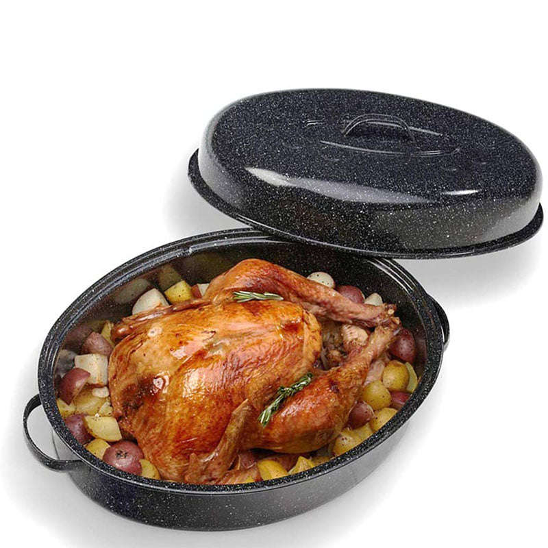 New World Enamel Roaster Oval 4.5LT Black Flake