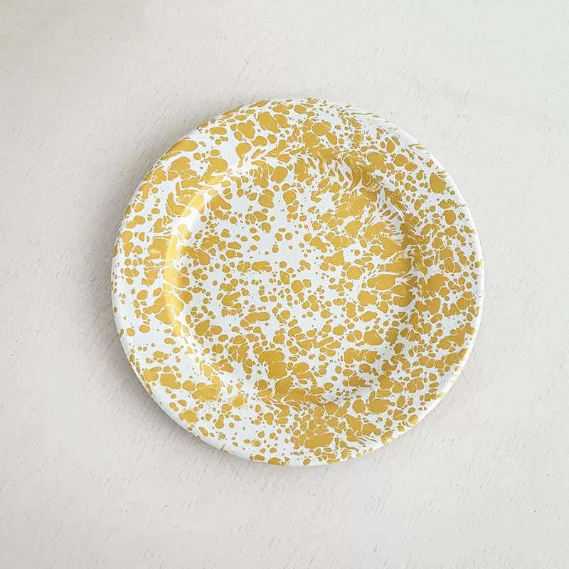 Big5 Marble Splatter Yellow Enamel Dinner Set Mug Plate Spoon Bowl Camping (each unit price is fo...
