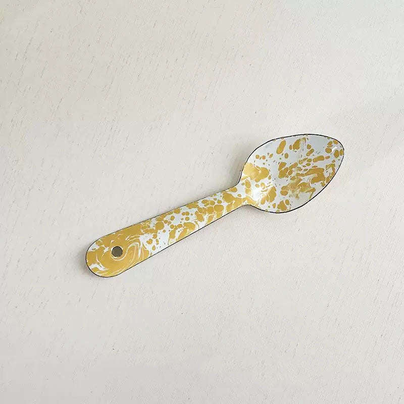 Big5 Marble Splatter Yellow Enamel Dinner Set Mug Plate Spoon Bowl Camping (each unit price is fo...