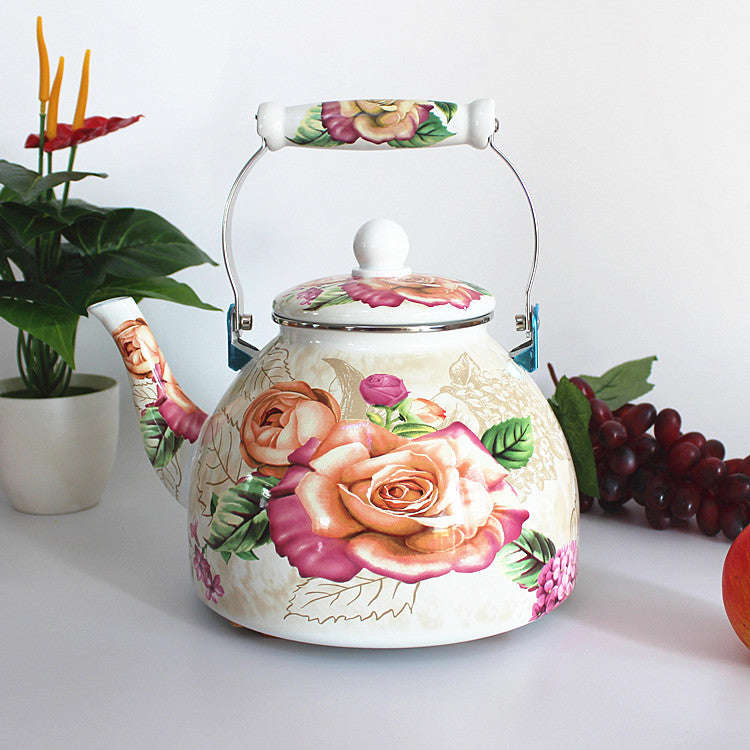 Agate Royal Enamel Flat Bottom Tea Pot (no strainer)