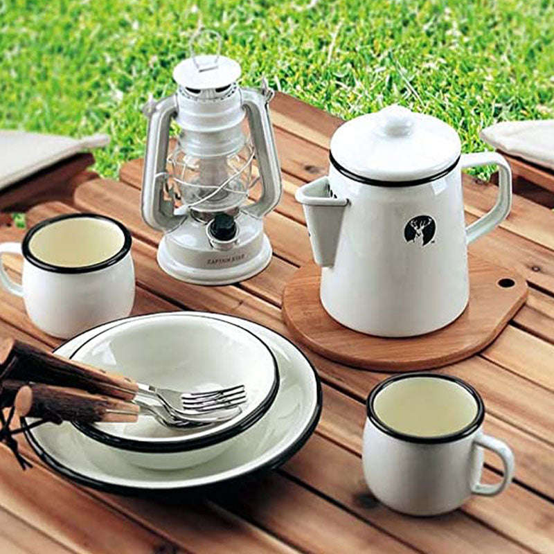Agate Enamel Coffee Pot Jug with Side Handle 1L