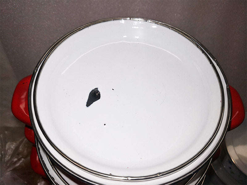 Defects Stock Clearance - Heavy Gauge Red Floral Enamel Pot