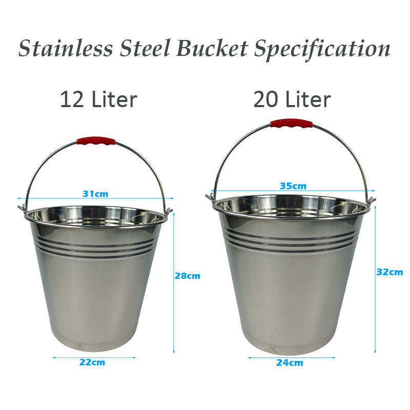 Stainless Steel Utility Bucket, Pail with Carry Handle