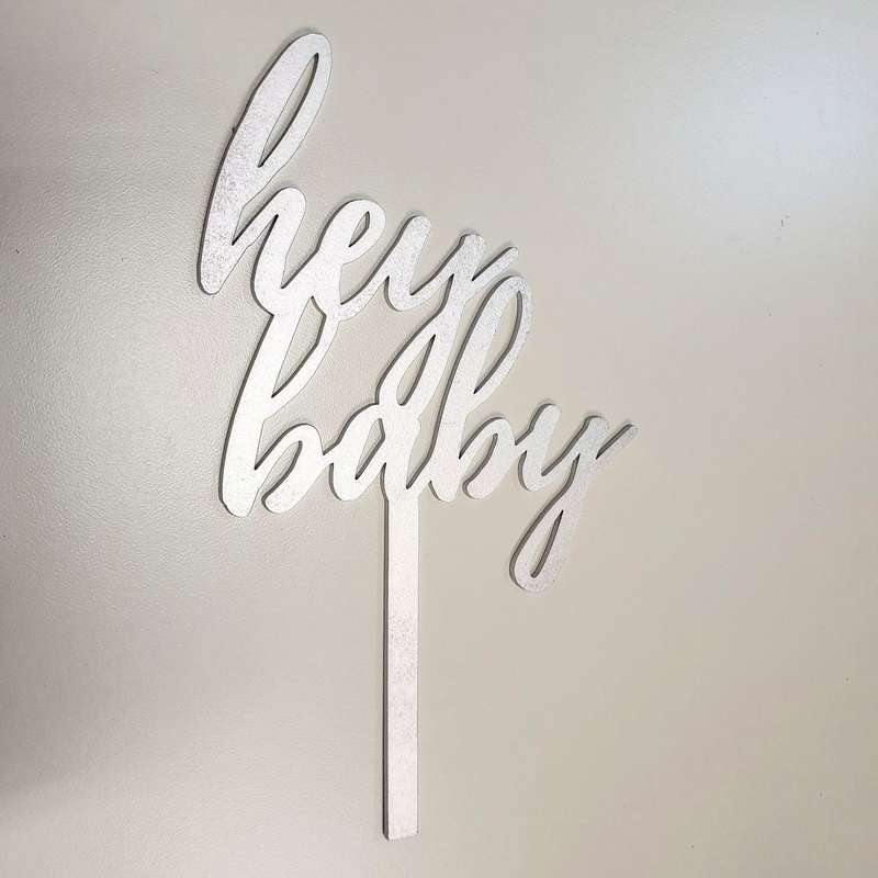 Cake Topper (Wooden) - Happy Birthday Mum / Silver