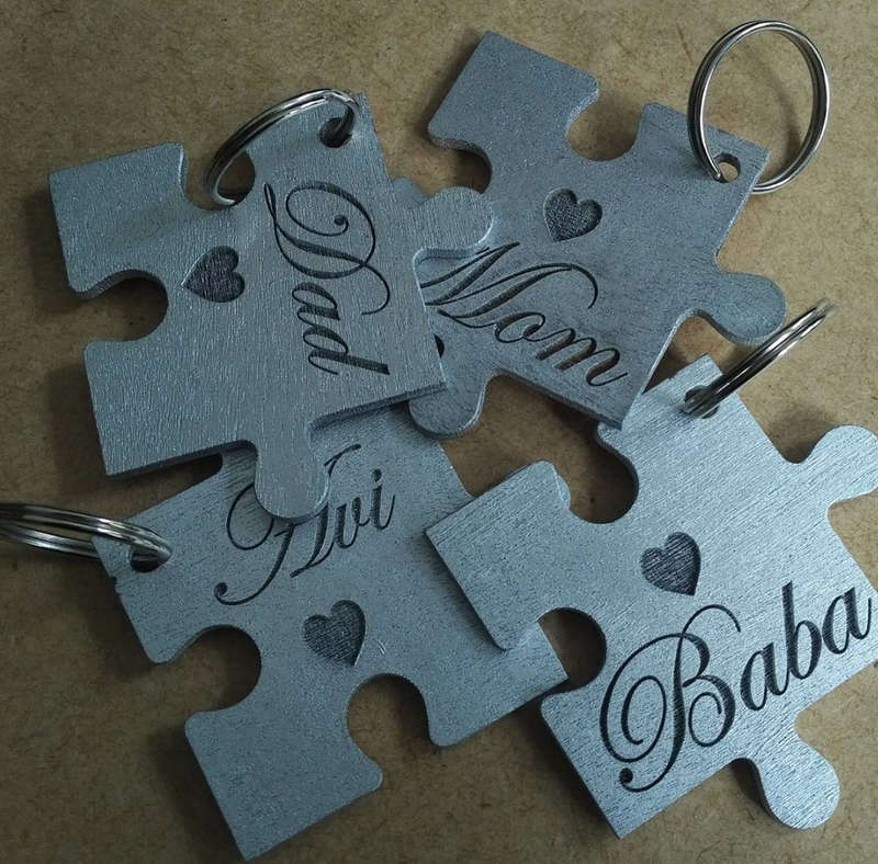 Custom Puzzle Keyring Set - Silver