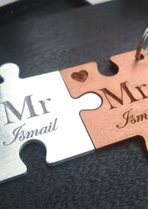 Custom Puzzle Keyring Set - Silver