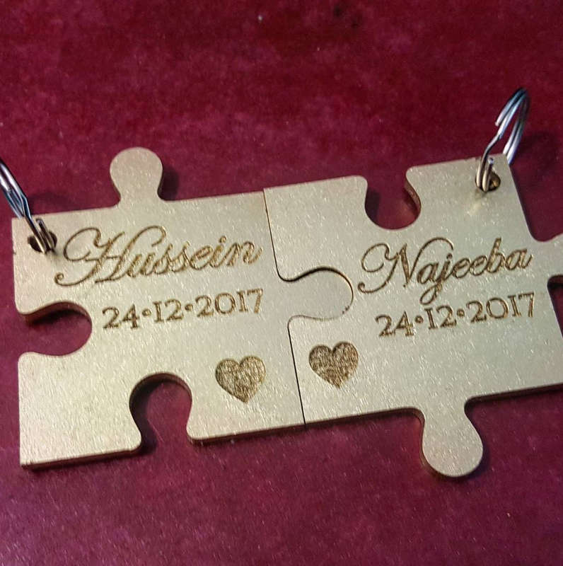 Custom Puzzle Keyring Set - Silver