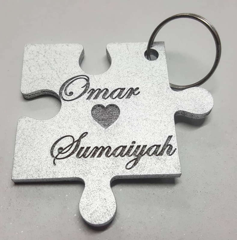Custom Puzzle Keyring Set - Silver