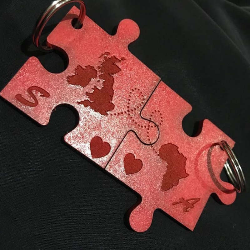 Custom Puzzle Keyring Set - Silver