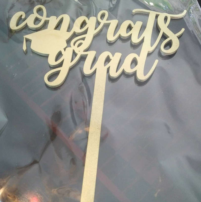 Cake Topper (Wooden) - Happy Birthday Mum / Silver