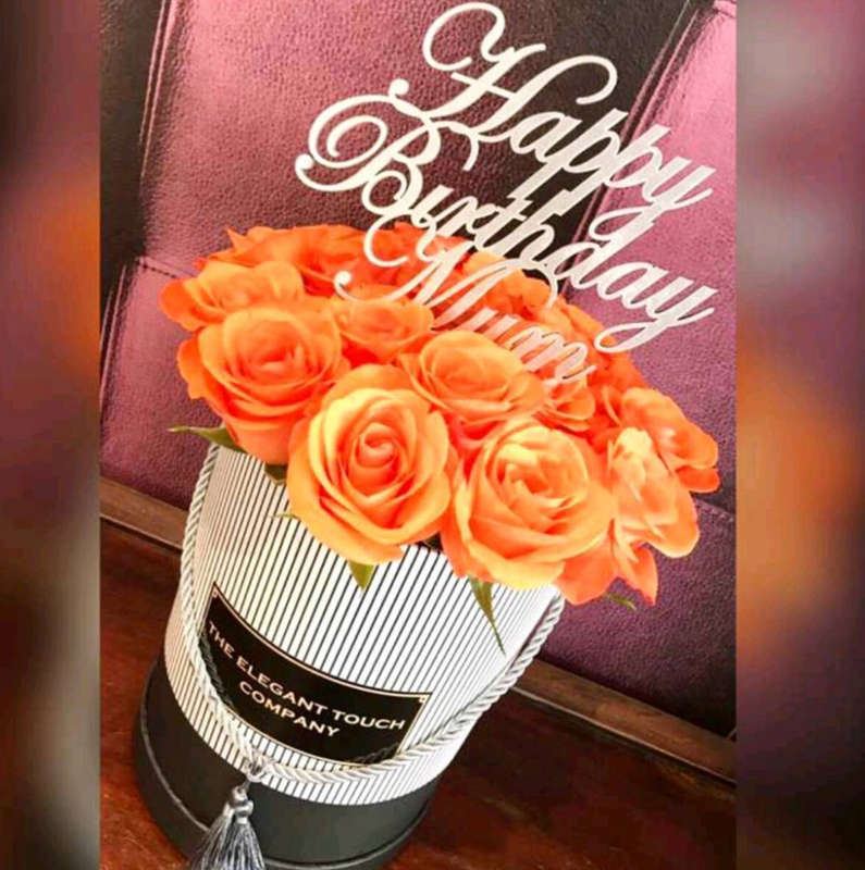 Cake Topper (Wooden) - Happy Birthday Mum / Silver