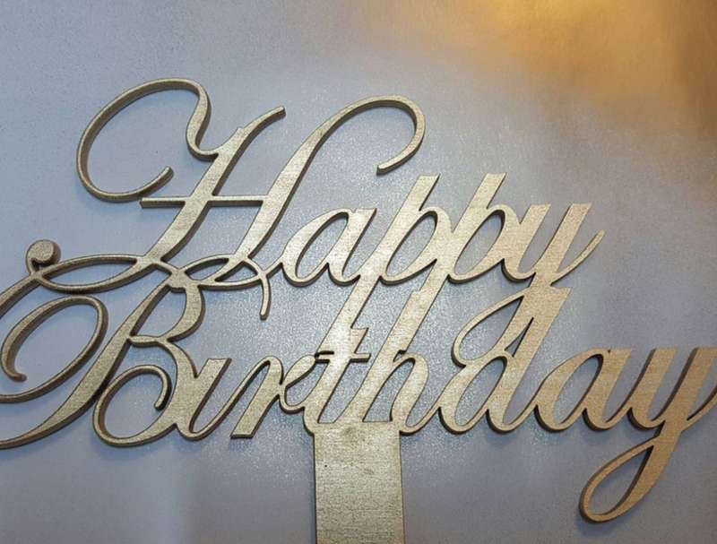 Cake Topper (Wooden) - Happy Birthday Mum / Silver