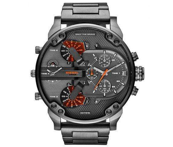DIESEL The Daddies Chronograph Four Time Zone Dial Gunmetal Ion-plated Men's