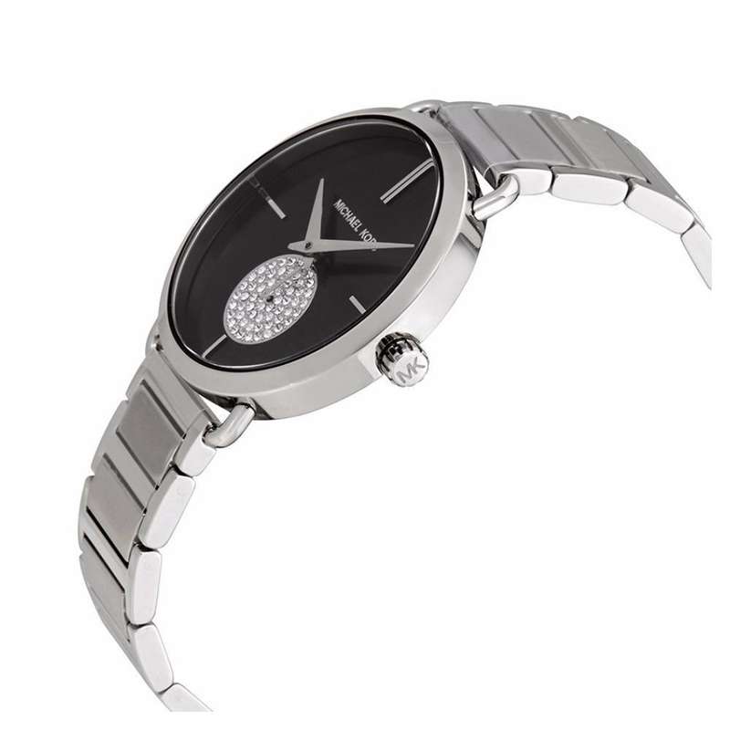 MICHAEL KORS Portia Black Dial Stainless Steel Ladies Watch