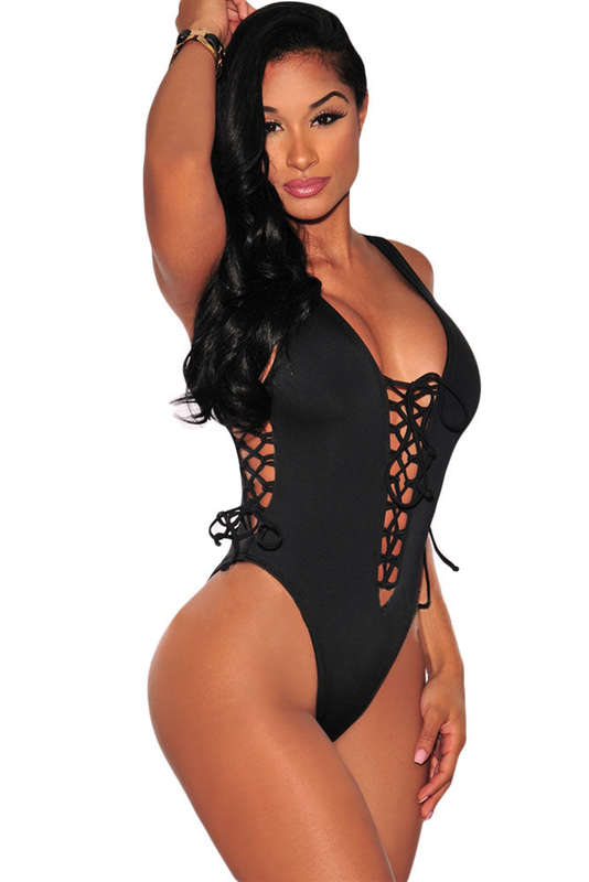 Lace up High Cut Playsuit Bodysuit / Top / Teddy - S/M/L/XL/2XL