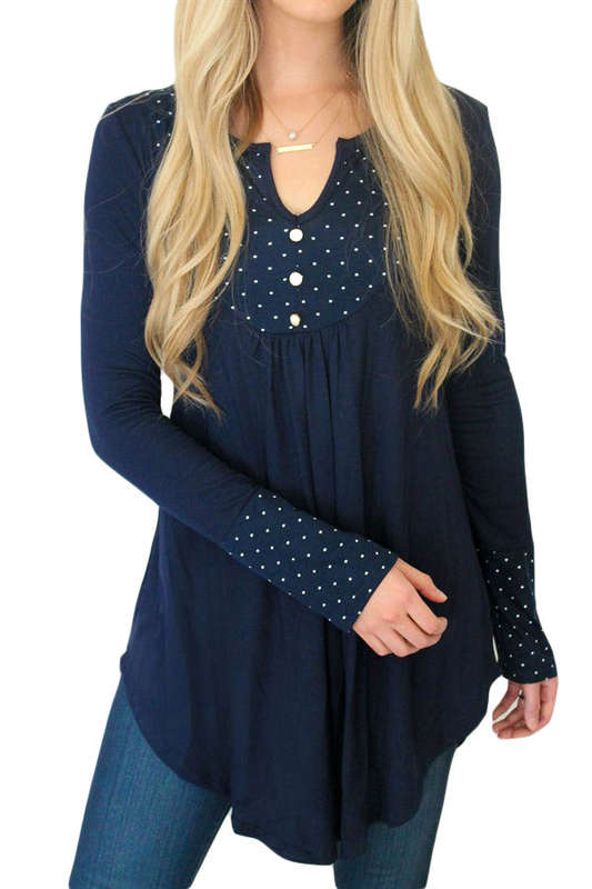 Polka Dot Peasant Tunic Top - S/M/L/XL/2XL