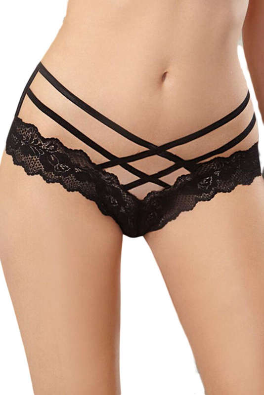 Lace Double Strap Crisscross Panty - ONE SIZE