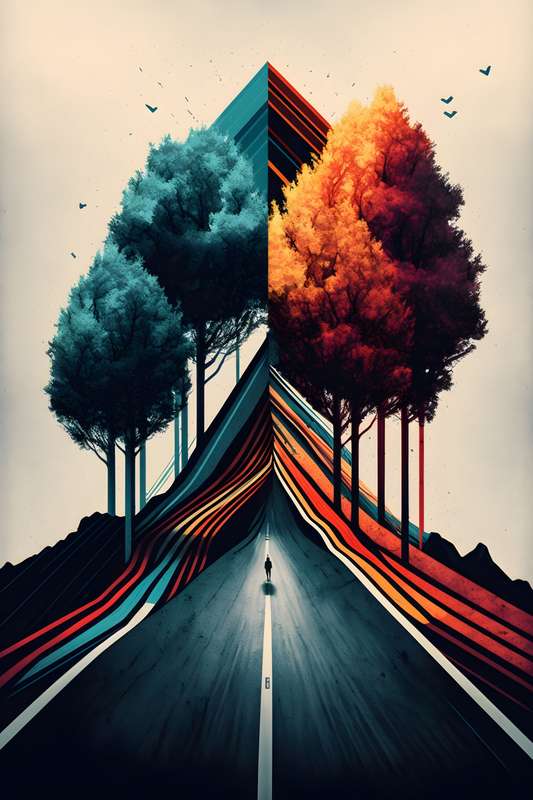 Highway To Trees - Abstract Art Poster