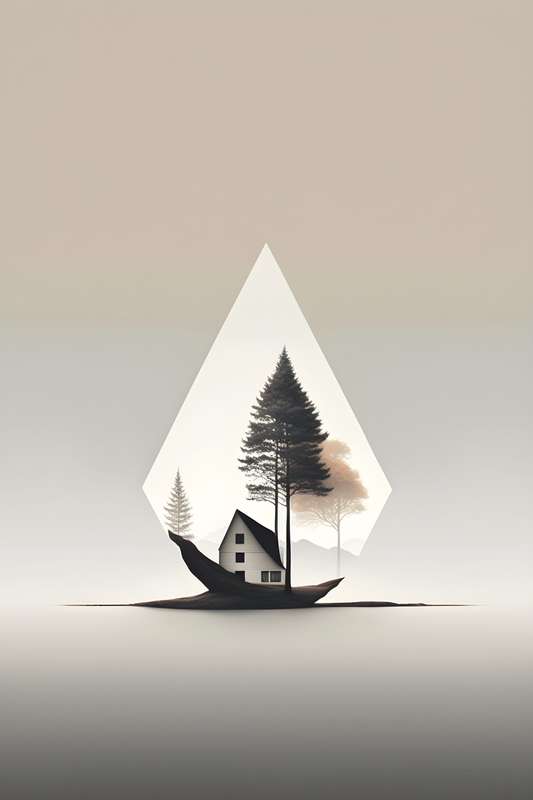 Lake House - Abstract Art Poster