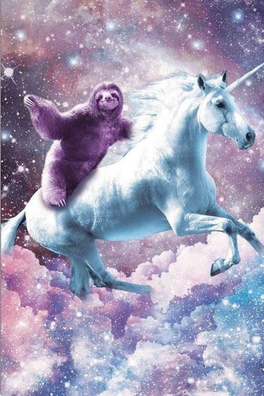 Space Sloth Riding Unicorn Poster