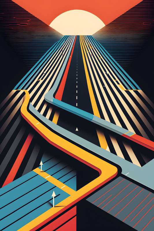Sunset Highway - Abstract Art Poster