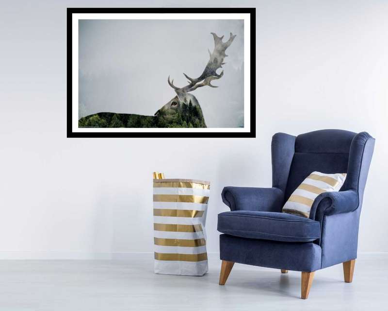Antler Double Exposed Photography Poster