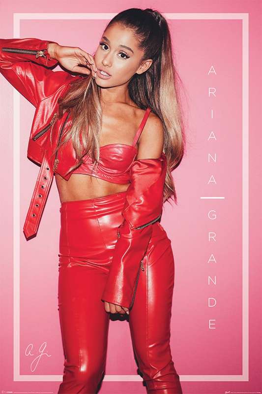 Ariana Grande - Red Leather Outfit Poster