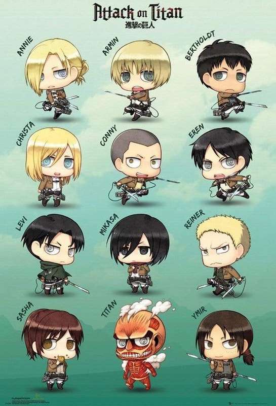 Attack on Titan - Chibi Characters Anime Poster