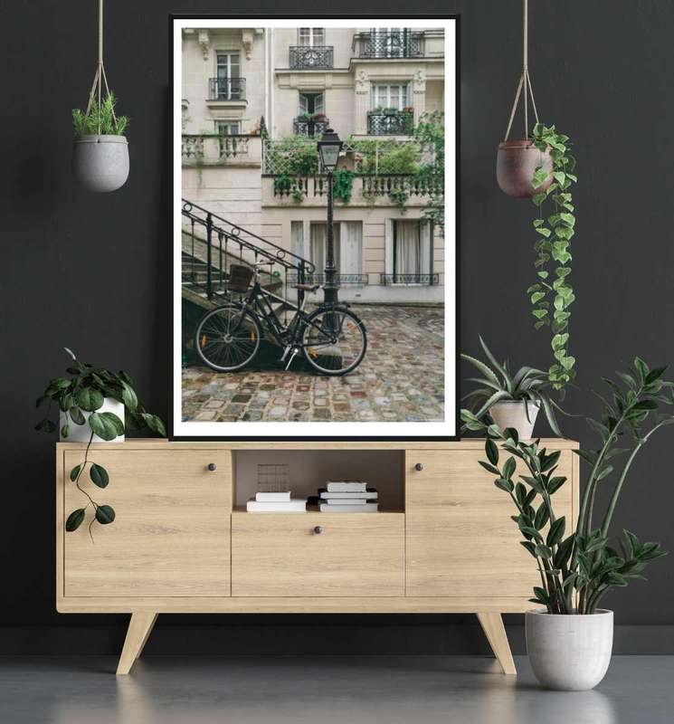 Bike on a Cobblestone Street Poster