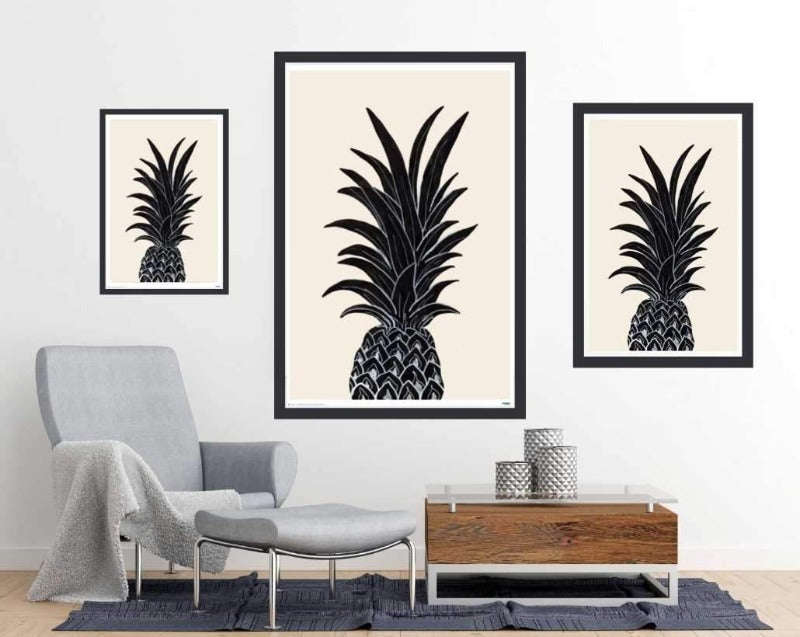 Black Pineapple  - Ink art poster - Art Poster