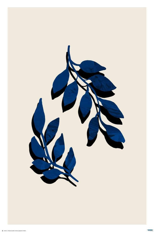 Blue Twig Brush by Studio - Art Poster