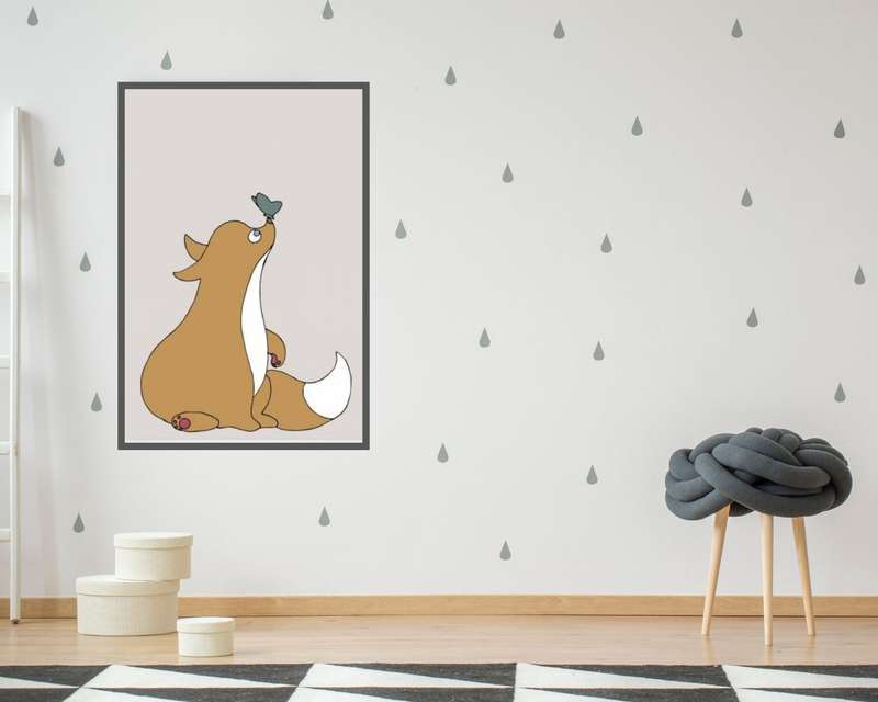 Butterfly on his nose - Kids Illustration Poster
