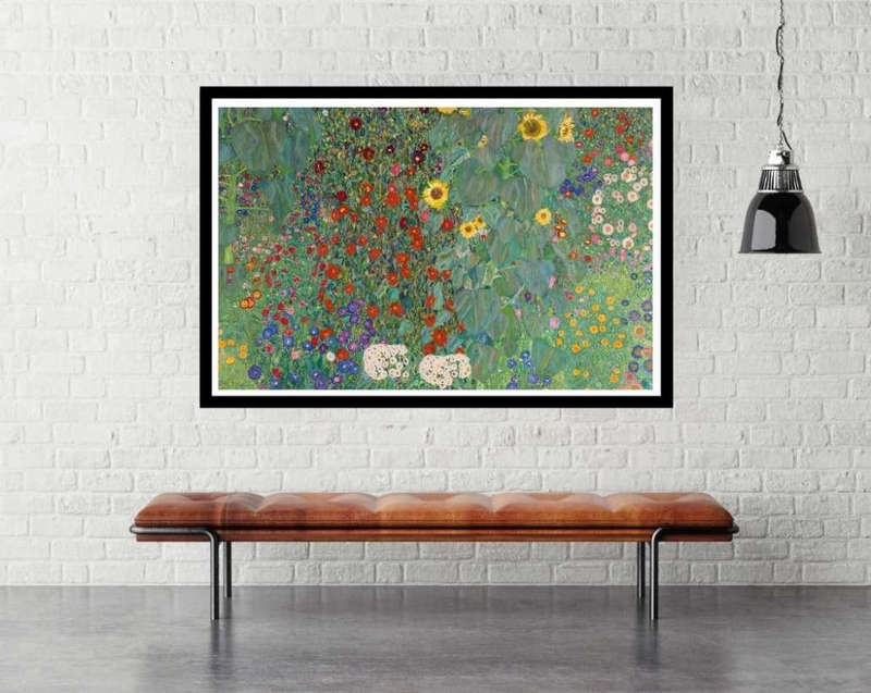 Farm Garden with Sunflowers (1907) by Gustav Klimt - Art Poster