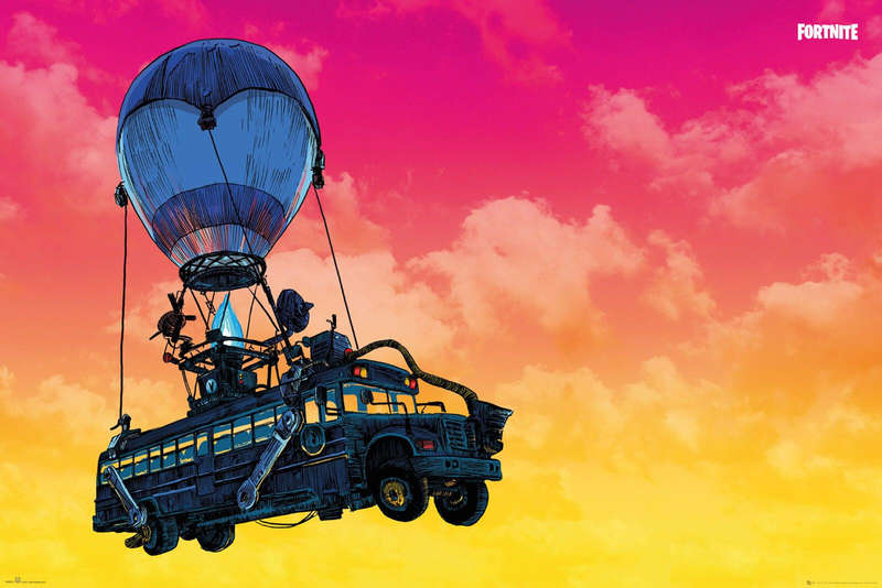 Fortnite Battle Bus Gaming Poster