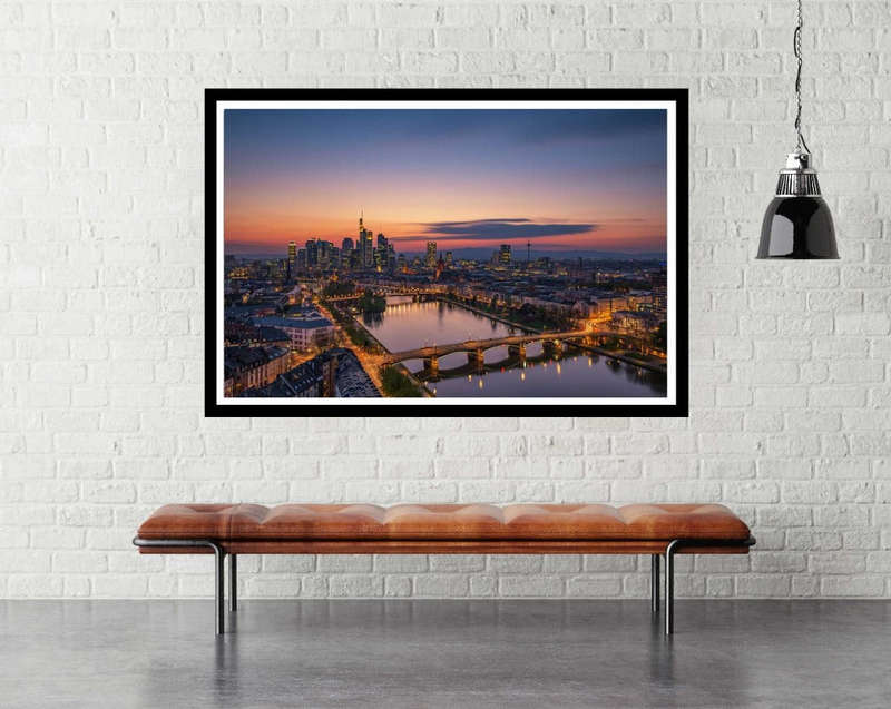 Frankfurt Skyline at Sunset by Robin Oelschlegel - Travel Photography Poster