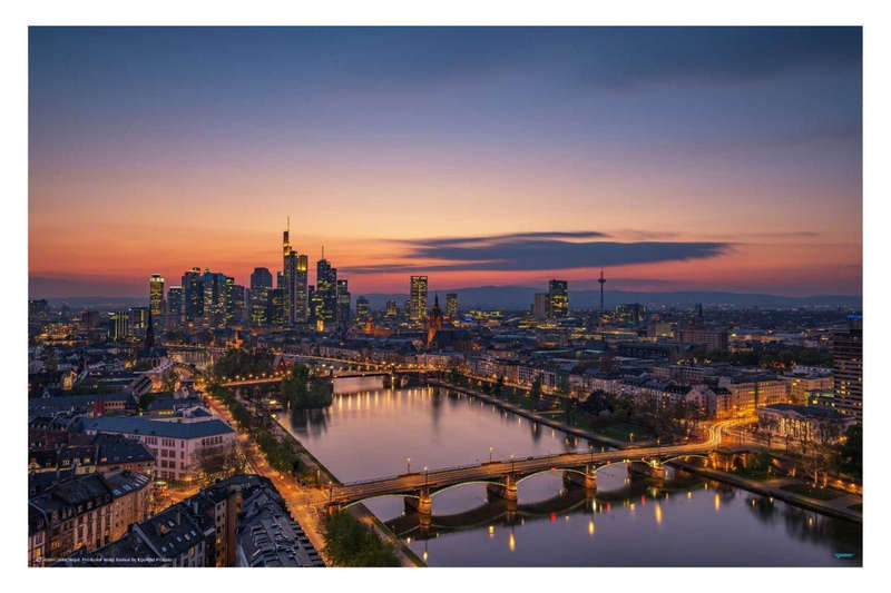 Frankfurt Skyline at Sunset by Robin Oelschlegel - Travel Photography Poster