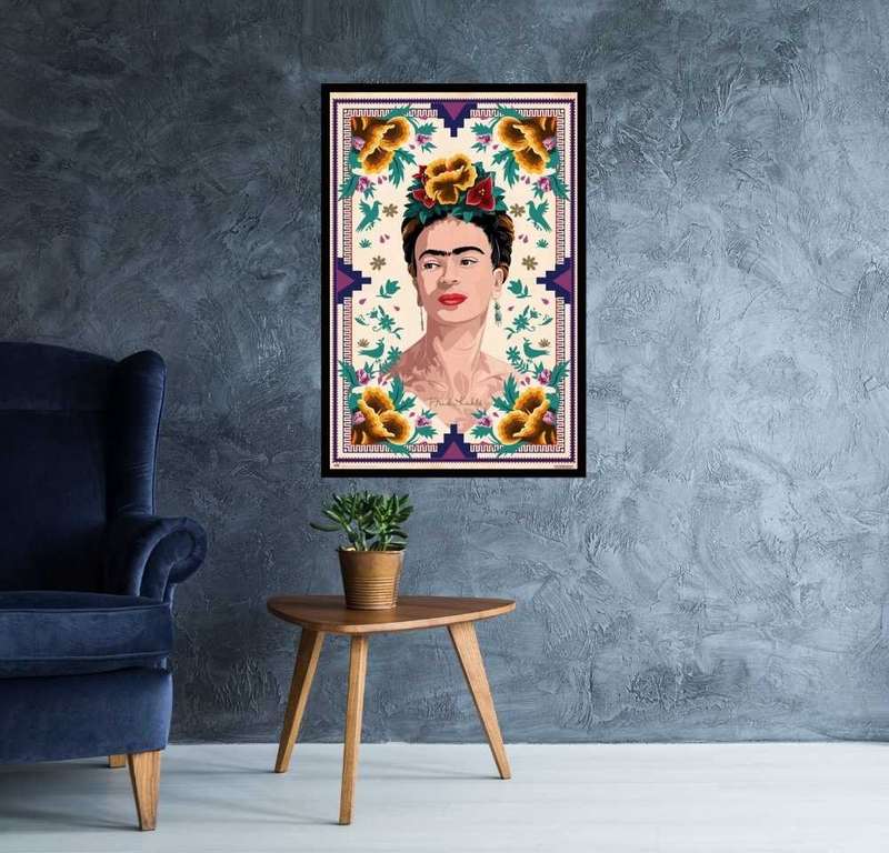 Frida Kahlo - Flowery Portrait Art Poster