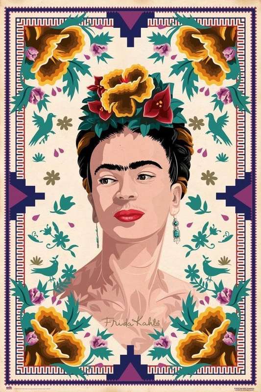 Frida Kahlo - Flowery Portrait Art Poster