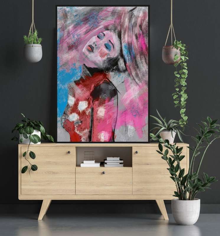 Janko de Beer - Geisha in pink and blue Art Print