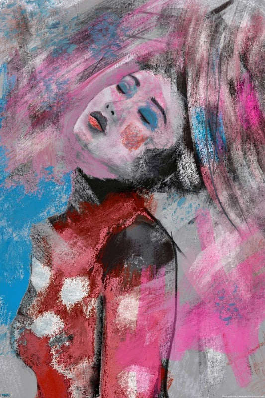 Janko de Beer - Geisha in pink and blue Art Print