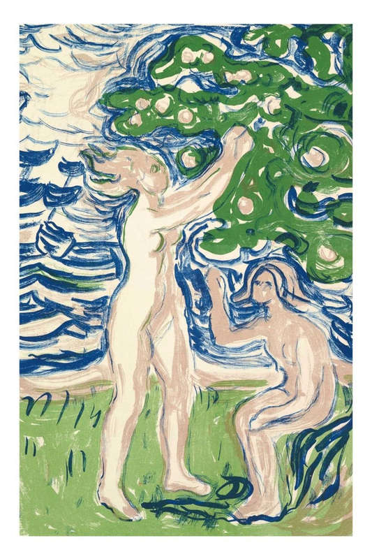 Girls picking apples by Edvard Munch - Art Poster