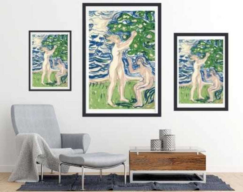 Girls picking apples by Edvard Munch - Art Poster